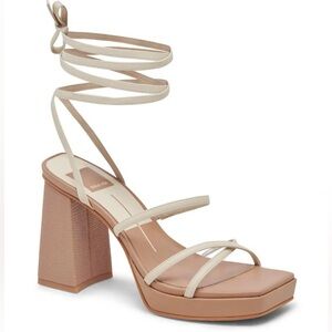 Dolce Vita Amanda Ankle-Tie Platform Sandals Ivory Multi Stella Size 10